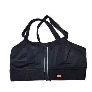 SHEFIT Luxe Ultimate Black High Impact Sports Bra Womens Adjustable Zip Front